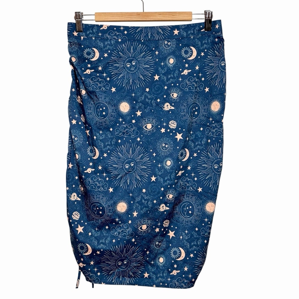 Constellation Print Beach Skirt Womens Size M Whimsigoth Celestial Stars Planets